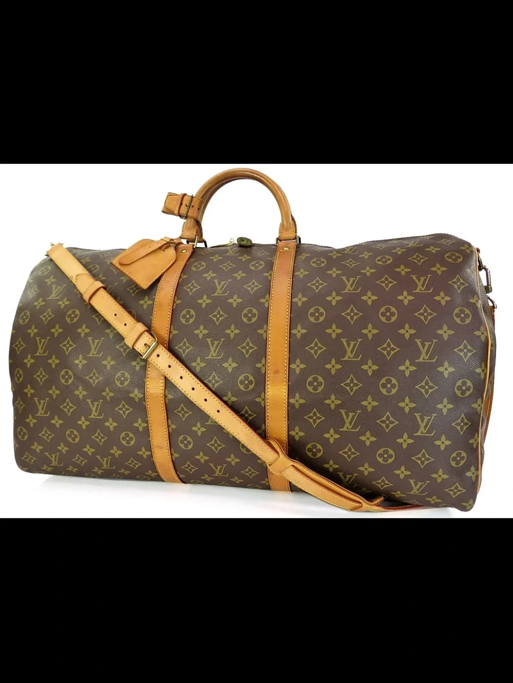 Louis Vuitton Monogram Canvas Duffel with Tan Leather Trim